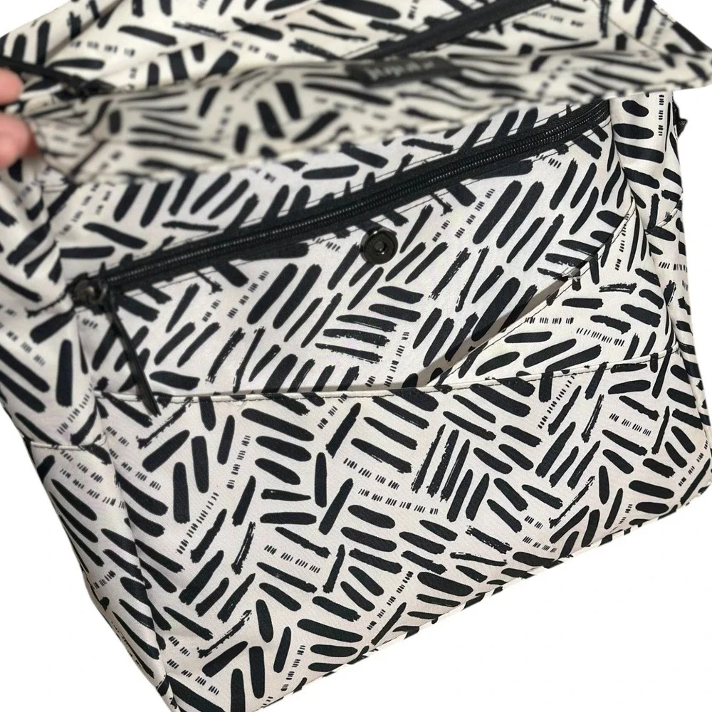 Jujube Zealous Backpack Black White Abstract Brushstroke Diaper Bag Travel Pouch